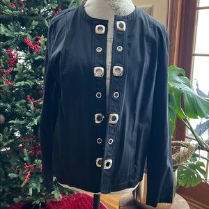 Susan Graver Black Jacket Silver Grommets women’s medium
